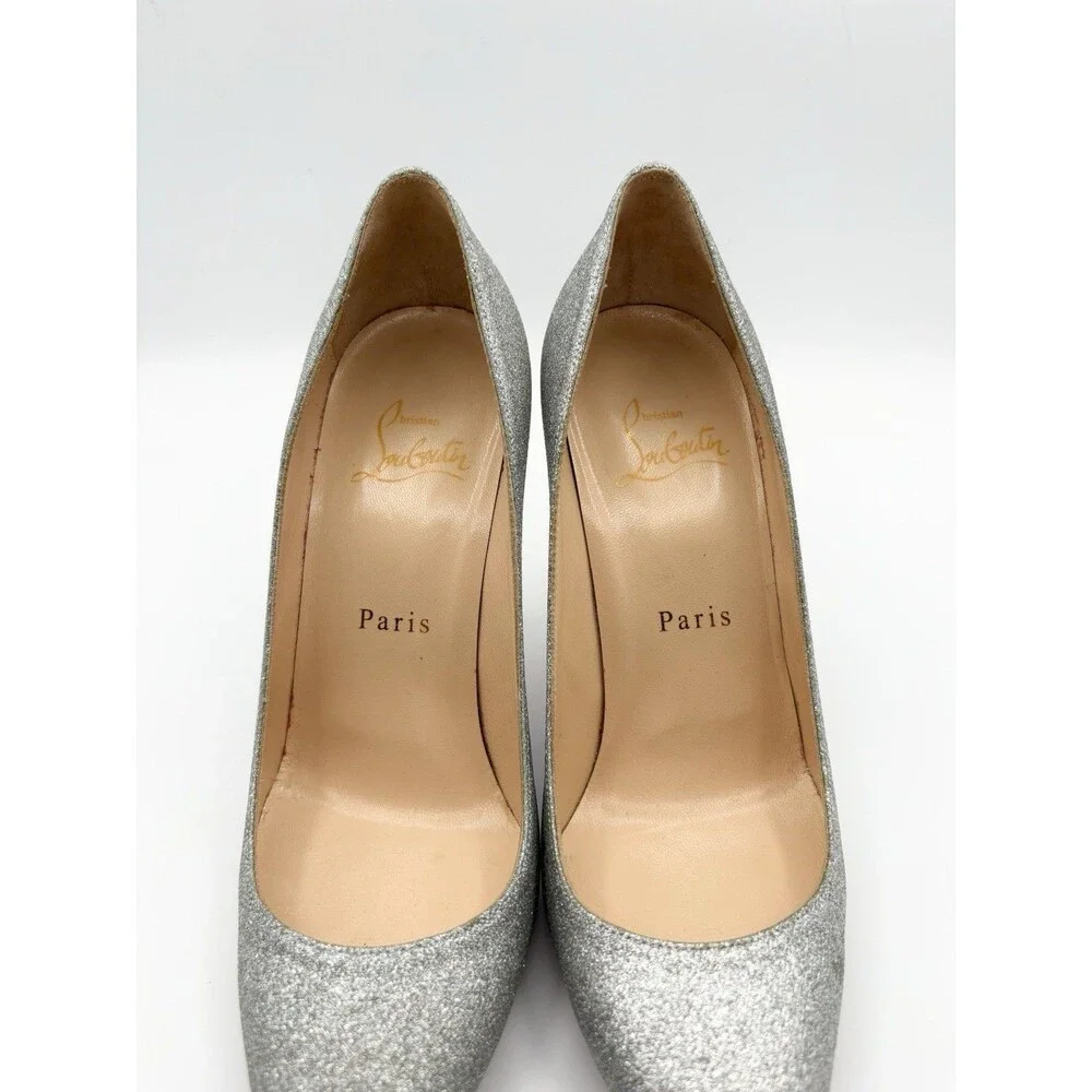 Christian Louboutin Sparkling Silver Heels - Picture 7 of 16